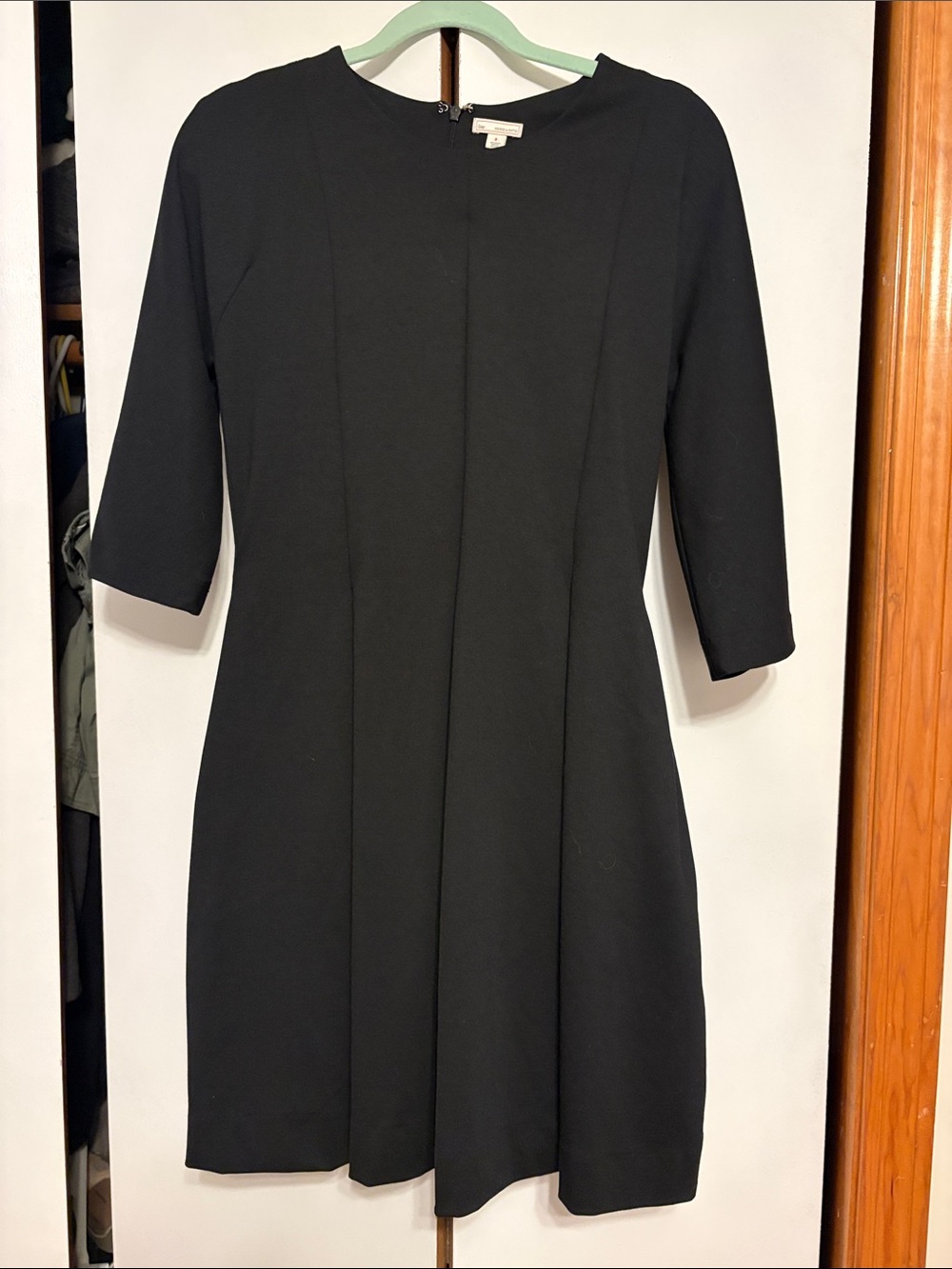 GAP Black Long Sleeve Ponte Fit-and-Flare Dress
